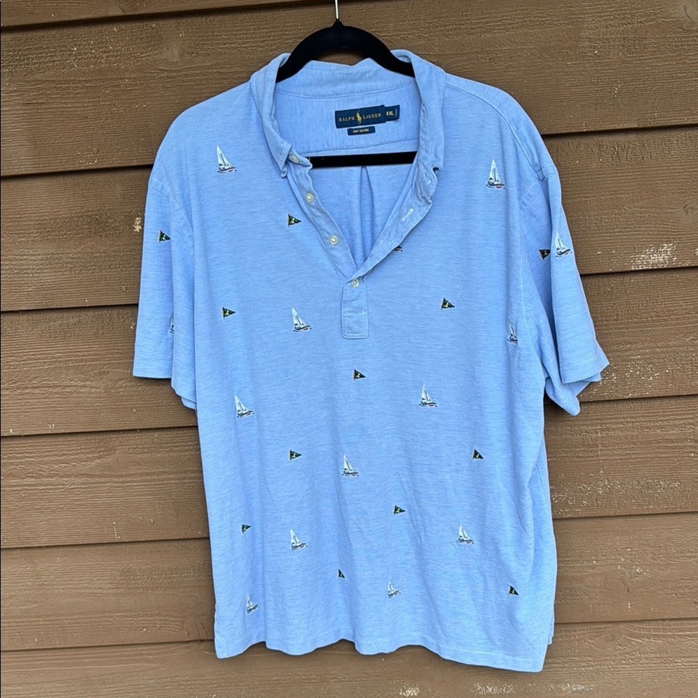 Ralph Lauren men’s embroidered sailboat knit oxford polo size XXL